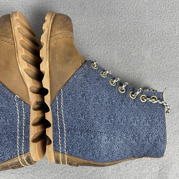 Sorel Wedge Boots Womens Size 8.5 Blue Brown Lexie Leather Canvas NL2265-269 - Picture 12 of 16
